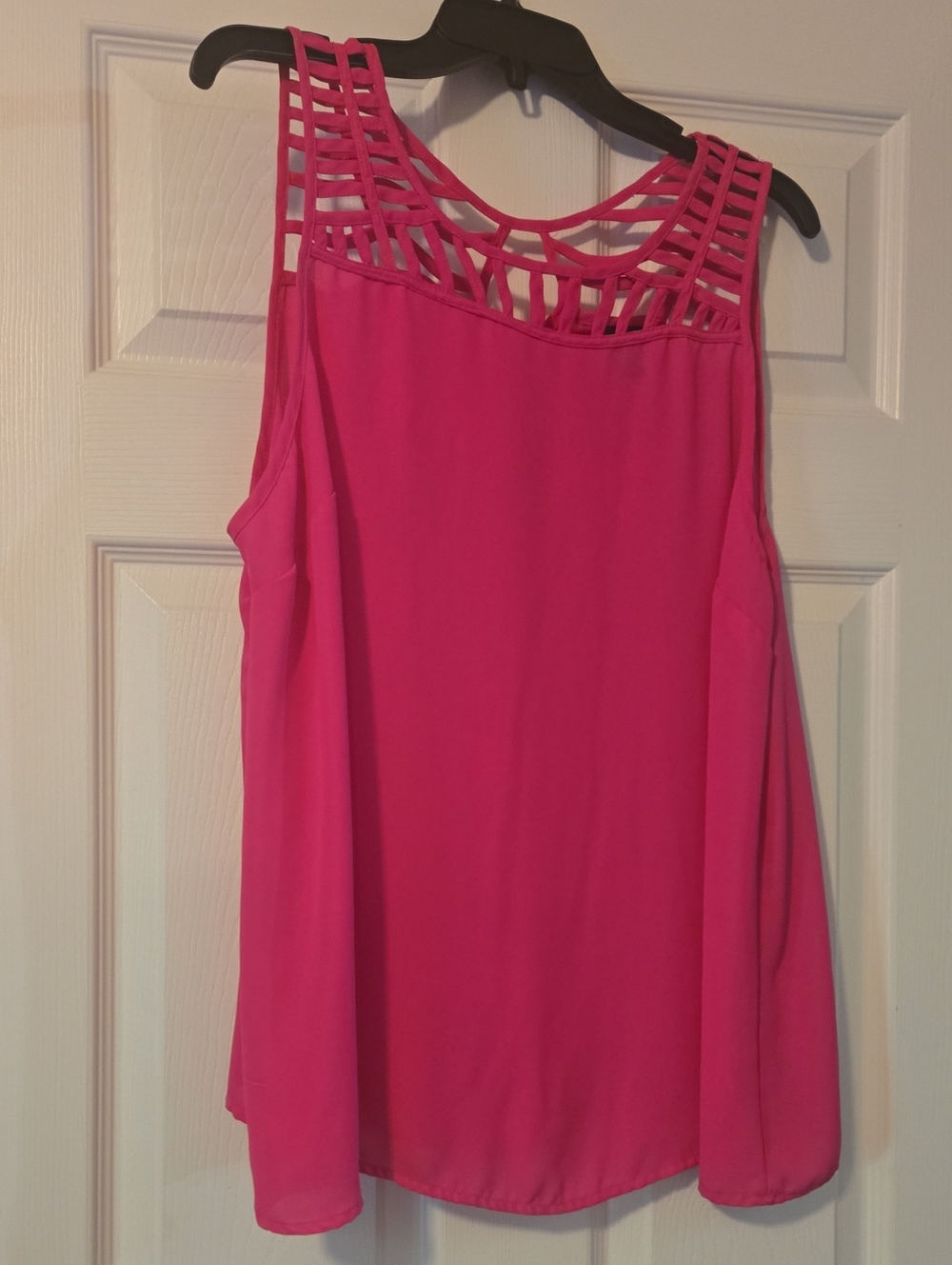 torrid Hot Pink Cage-Yoke Sleeveless Tank Top